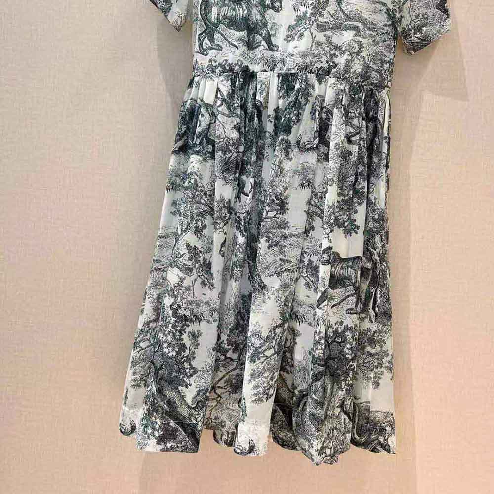 Dior Women Mid-Length Shirt Dress White and Navy Blue Toile de Jouy Cotton Voile - image 5