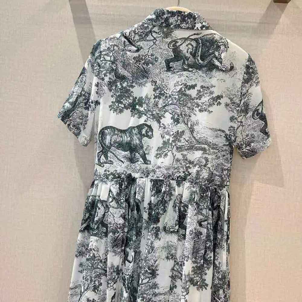 Dior Women Mid-Length Shirt Dress White and Navy Blue Toile de Jouy Cotton Voile - image 4