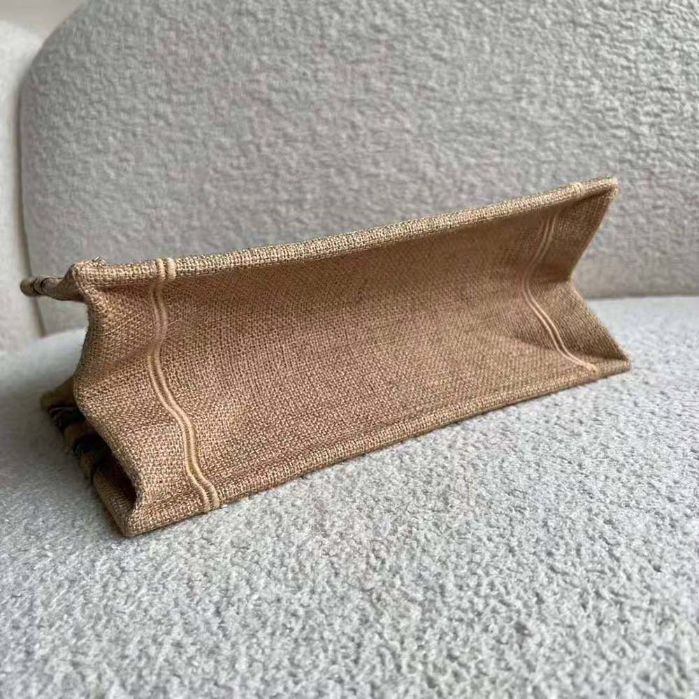 Dior Women Small Dior Book Tote Beige Jute Canvas Embroidered with Dior Union Motif - image 6