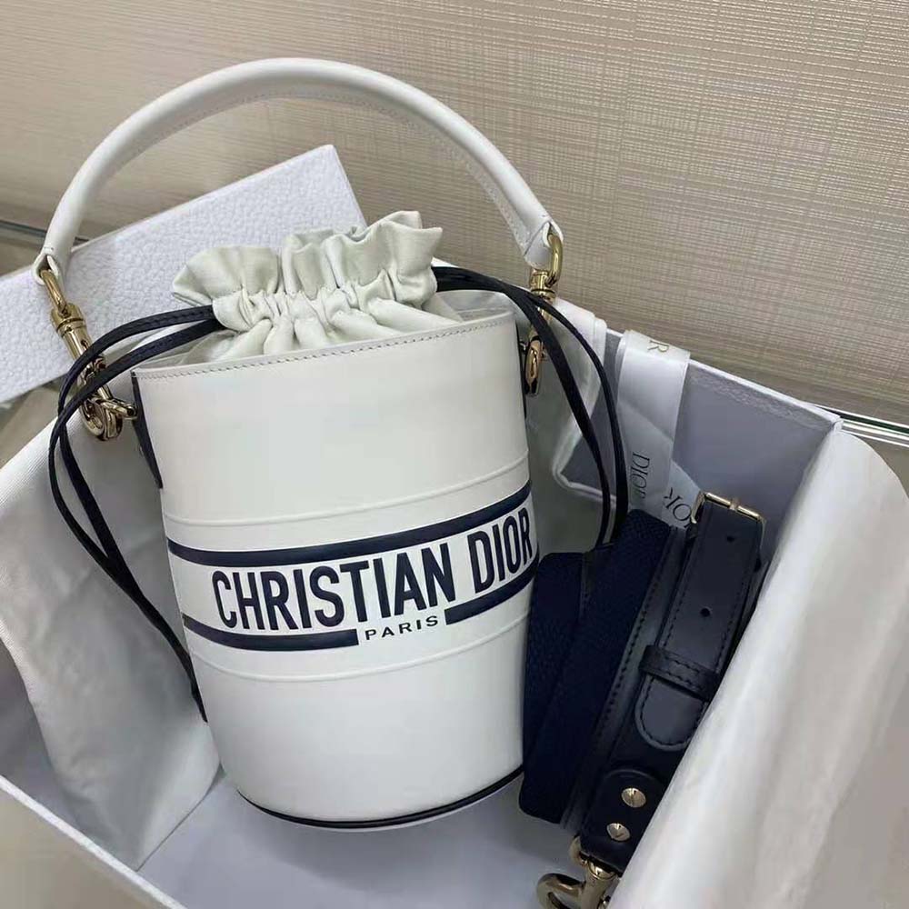 Close-up of silver hardware on Dior Women Small Dior Vibe Bucket Bag