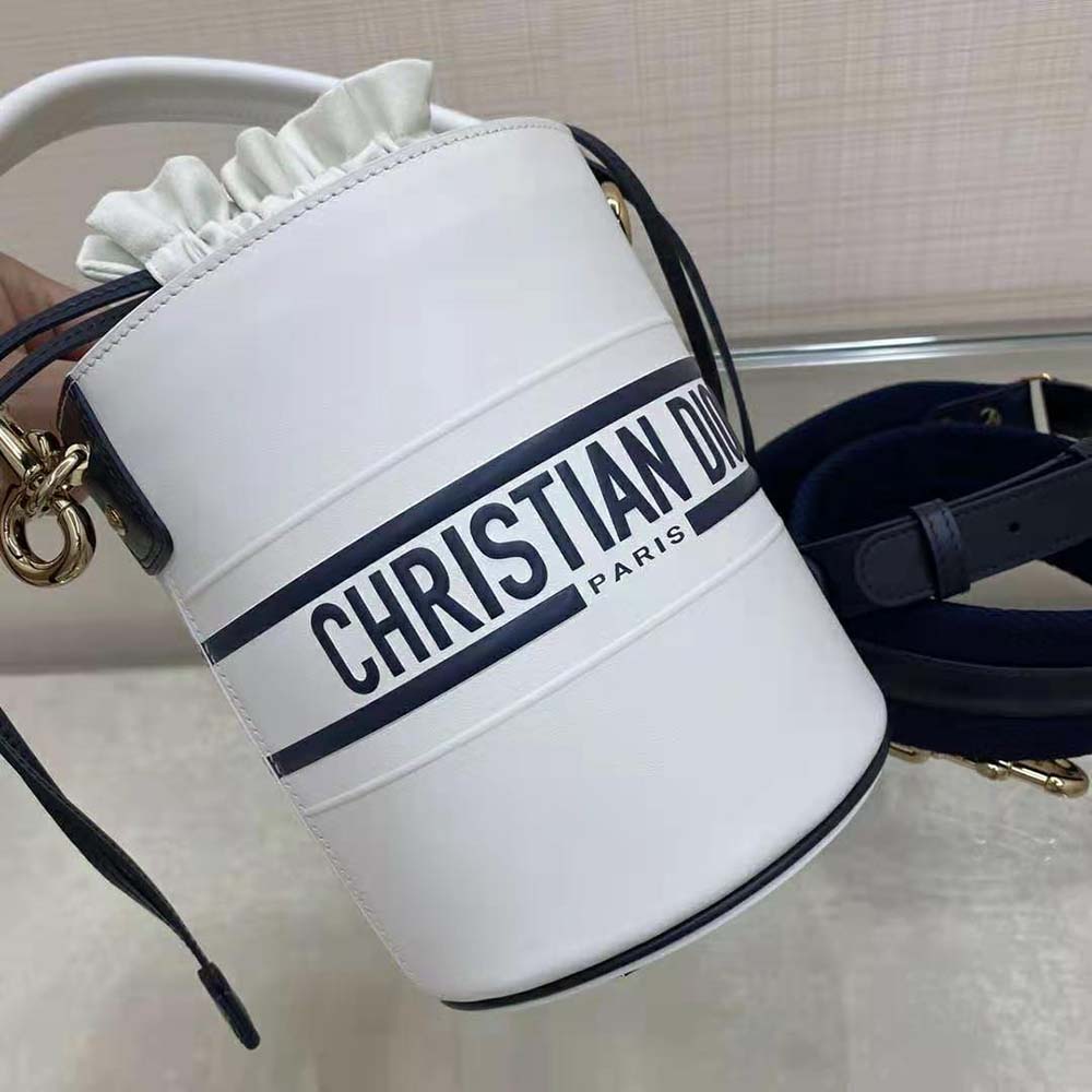 Dior Women Small Dior Vibe Bucket Bag White and Blue Smooth Calfskin - image 4