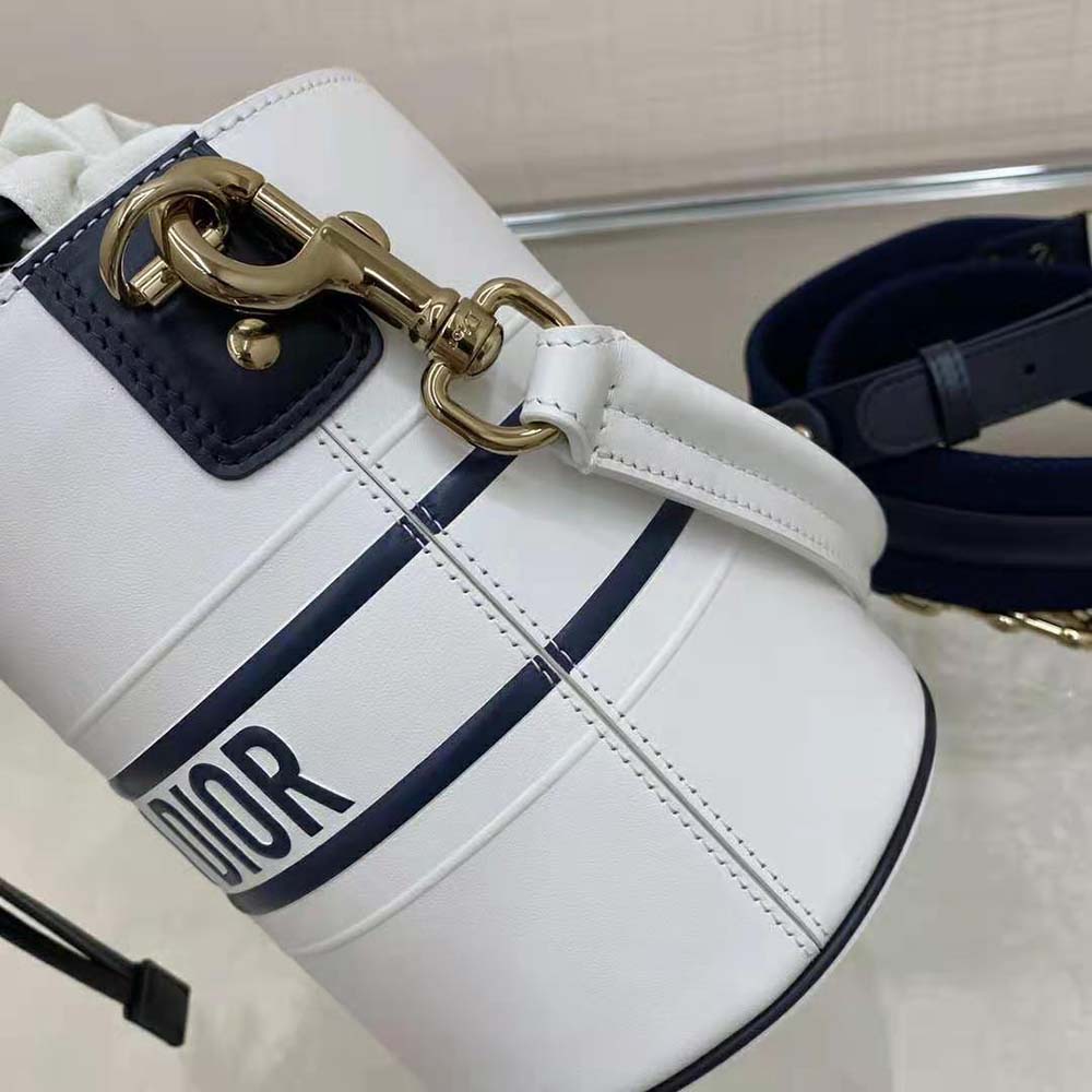 Dior Women Small Dior Vibe Bucket Bag White and Blue Smooth Calfskin - image 5