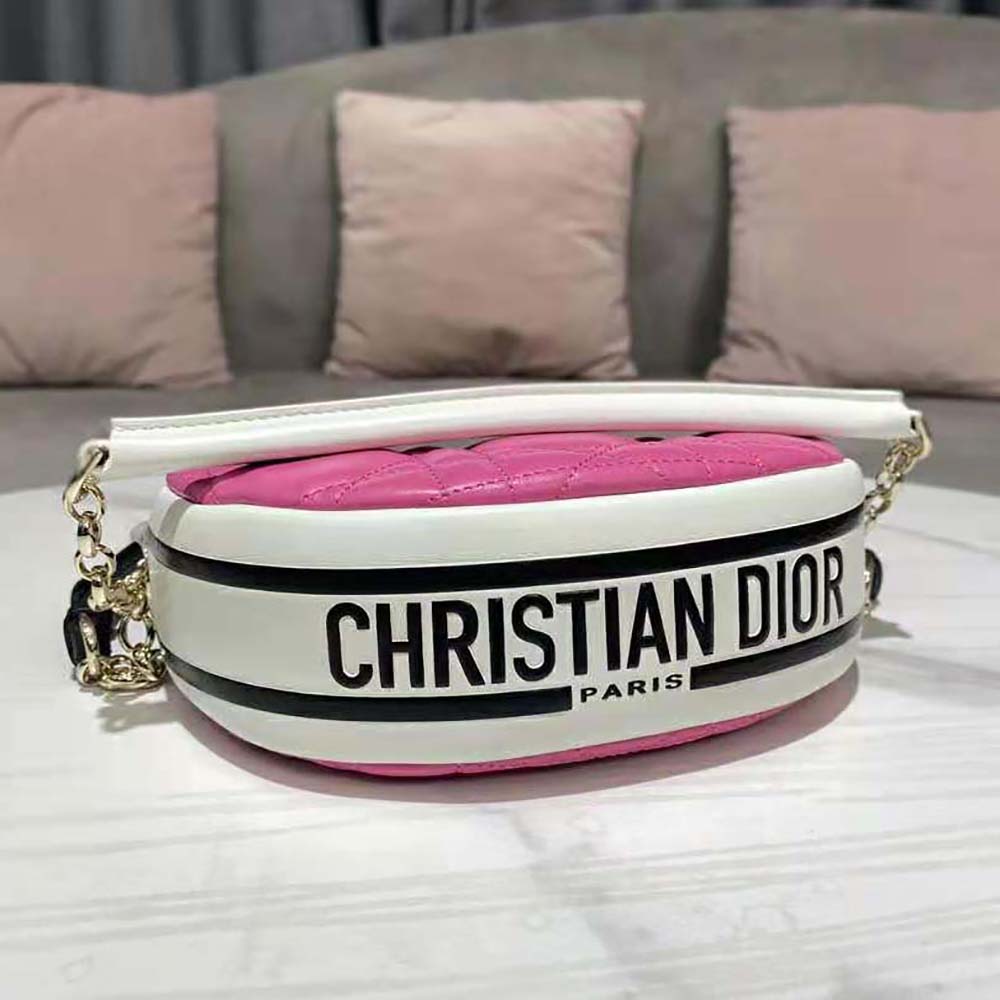 Dior Women Small Dior Vibe Hobo Bag Fluorescent Pink Macrocannage Lambskin - image 4