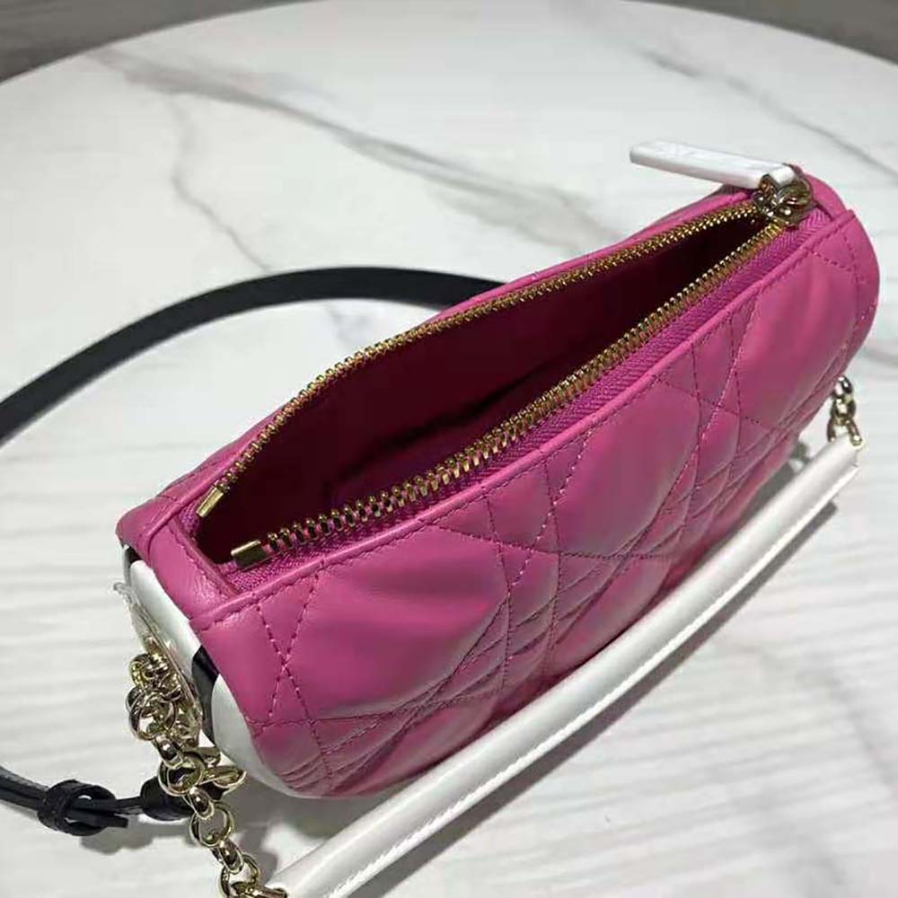 Dior Women Small Dior Vibe Hobo Bag Fluorescent Pink Macrocannage Lambskin - image 6