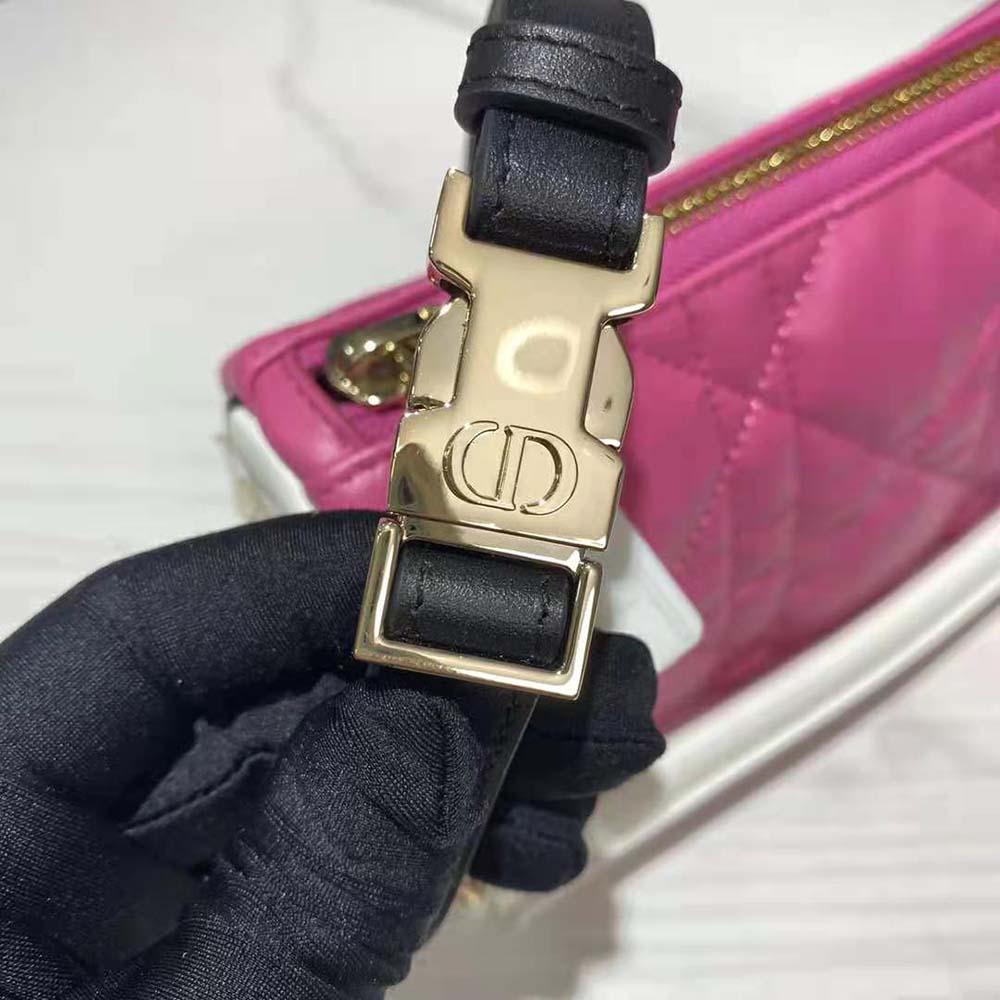 Dior Women Small Dior Vibe Hobo Bag Fluorescent Pink Macrocannage Lambskin - image 9