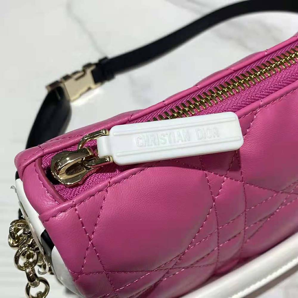 Dior Women Small Dior Vibe Hobo Bag Fluorescent Pink Macrocannage Lambskin - image 8