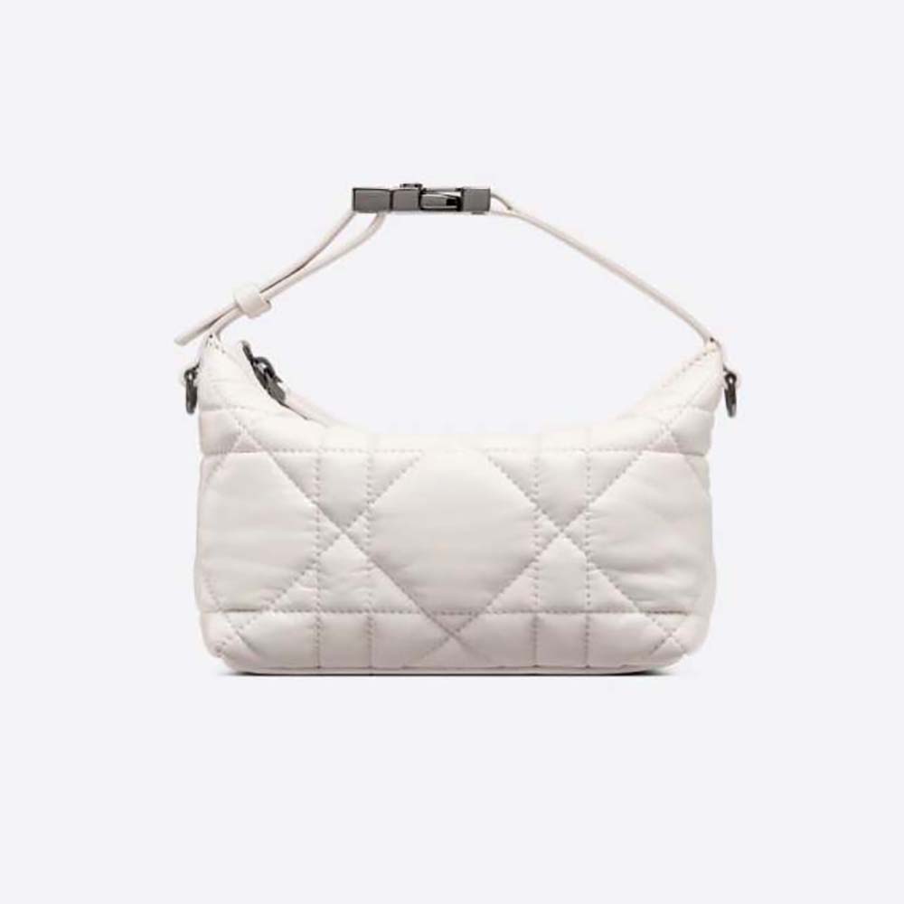 Front view of Dior Women Small Diortravel Nomad Pouch Latte Macrocannage Calfskin
