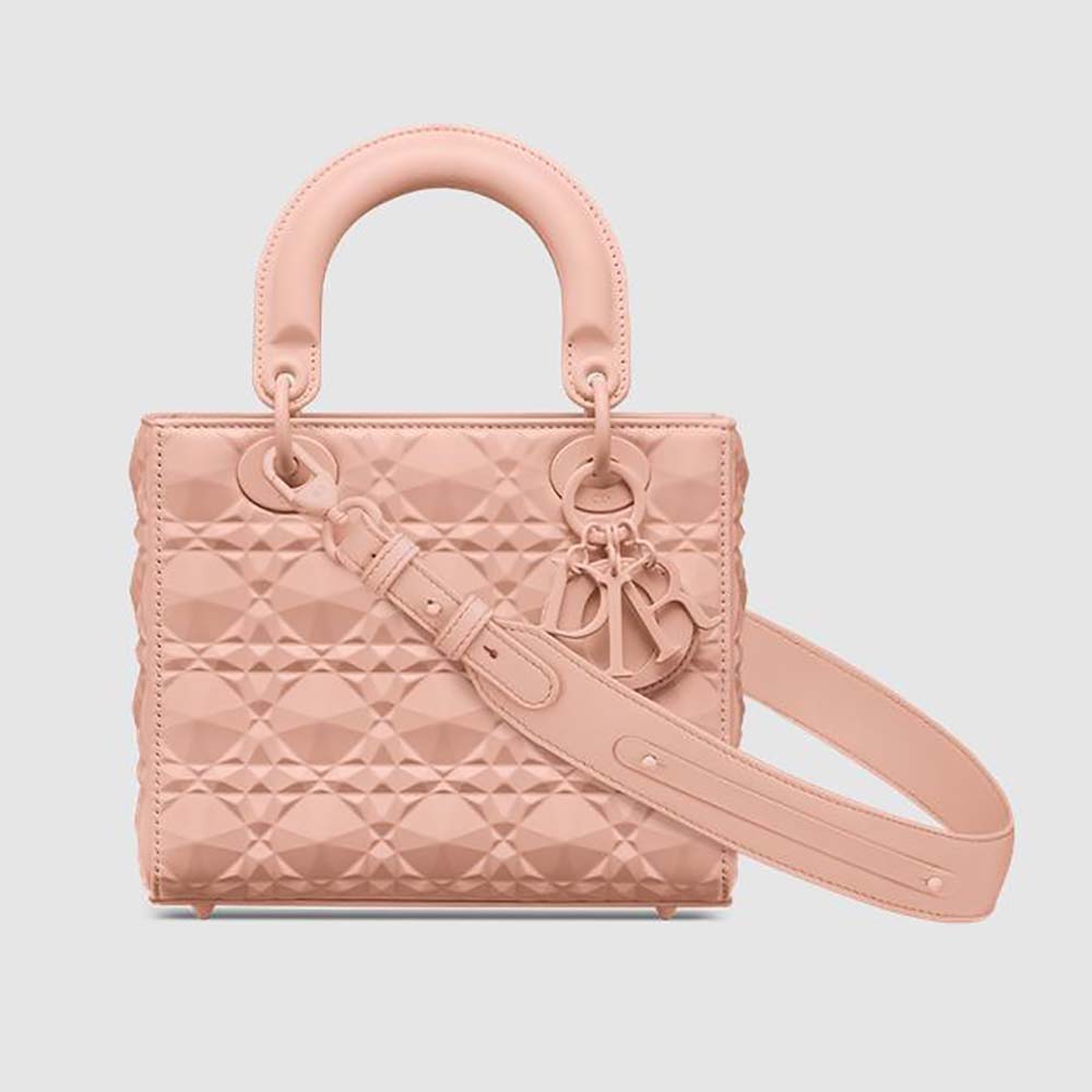 Front view of Dior Women Small Lady Dior my Abcdior Bag in pink calfskin