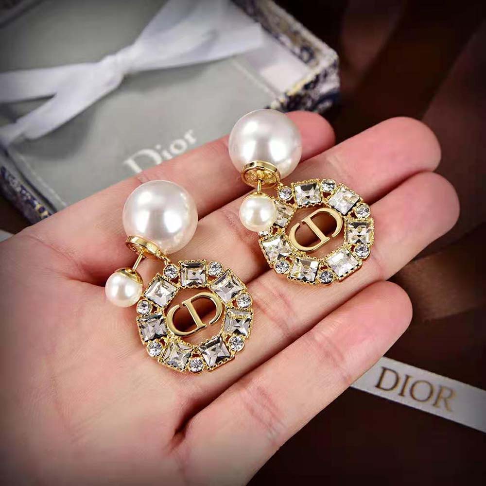 Dior Women Tribales Earrings Gold-Finish Metal and White Resin Pearls - image 5
