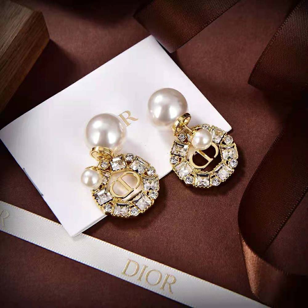 Back view highlighting Dior logo and post closure on Tribales Earrings