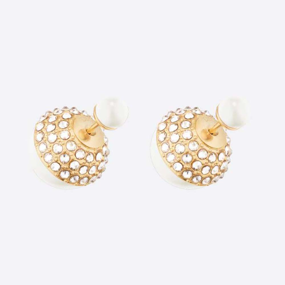Front view of Dior Women Tribales Earrings gold-finish metal and pearls