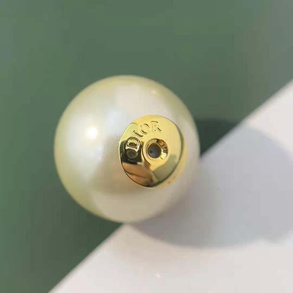 Dior Women Tribales Earrings Gold-Finish Metal with White Resin Pearls and White Crystals - image 6