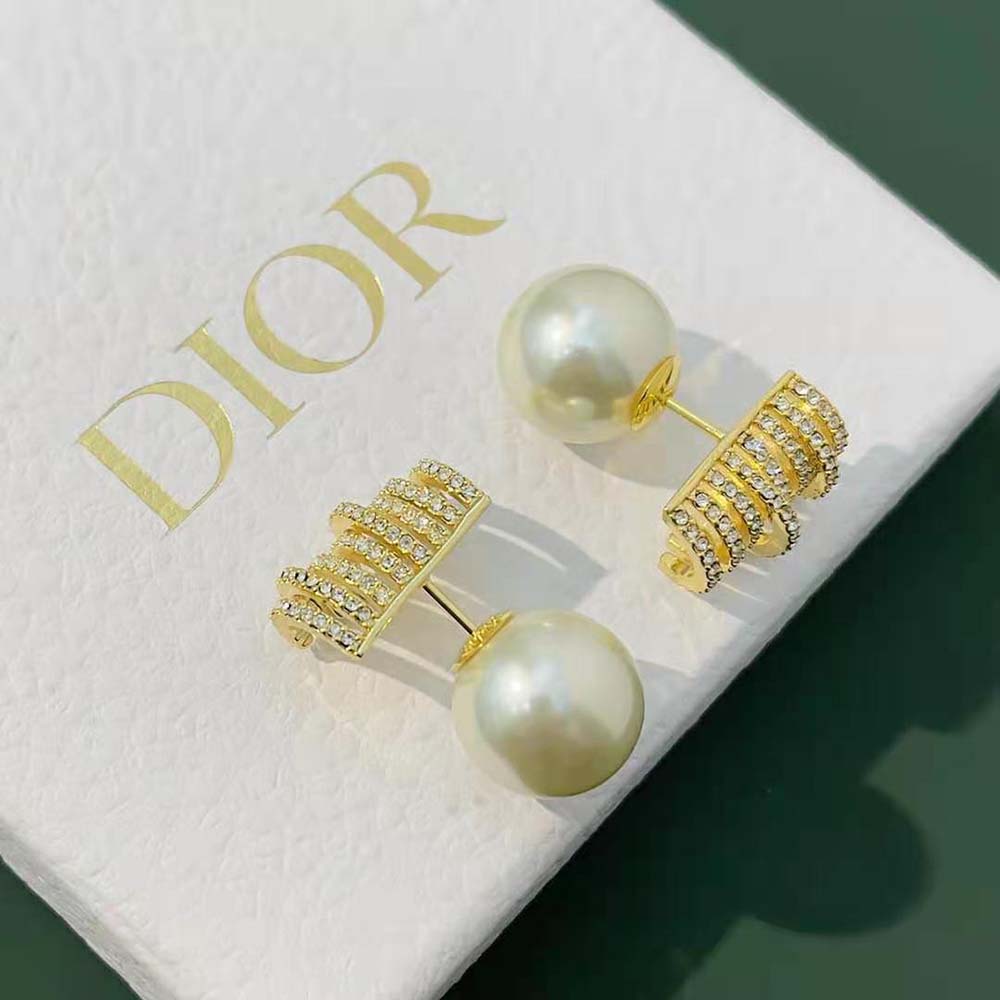 Side angle showing post back closure of Dior Women Tribales Earrings