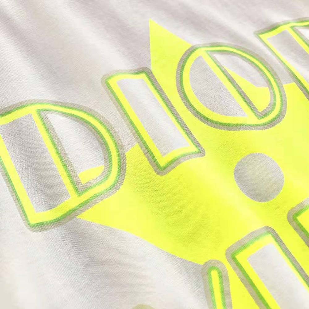 Dior Women Vibe T-shirt Ecru and Fluorescent Yellow Cotton and Linen Jersey - image 6