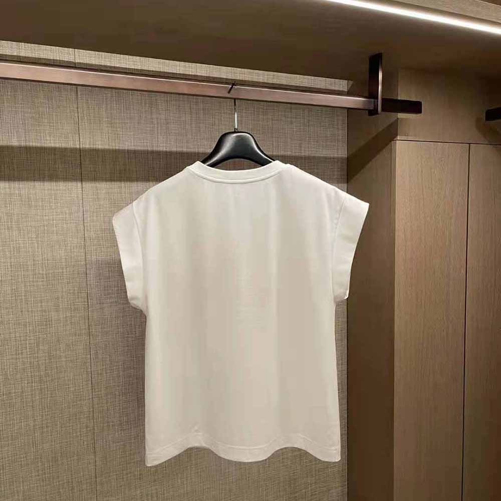 Side angle showing fit of Dolce Gabbana D&G Women Lnterlock T-shirt