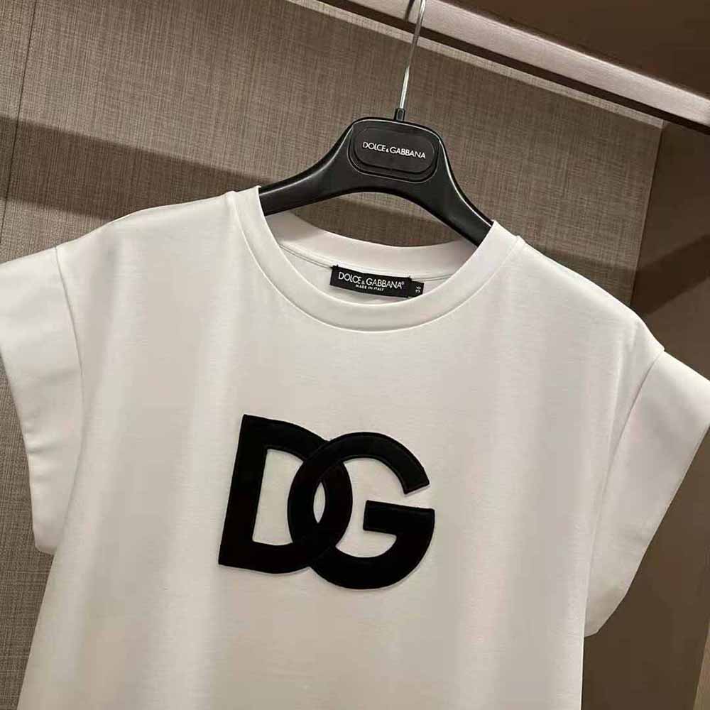 Dolce Gabbana D&G Women Lnterlock T-shirt with Satin DG Patch - image 6