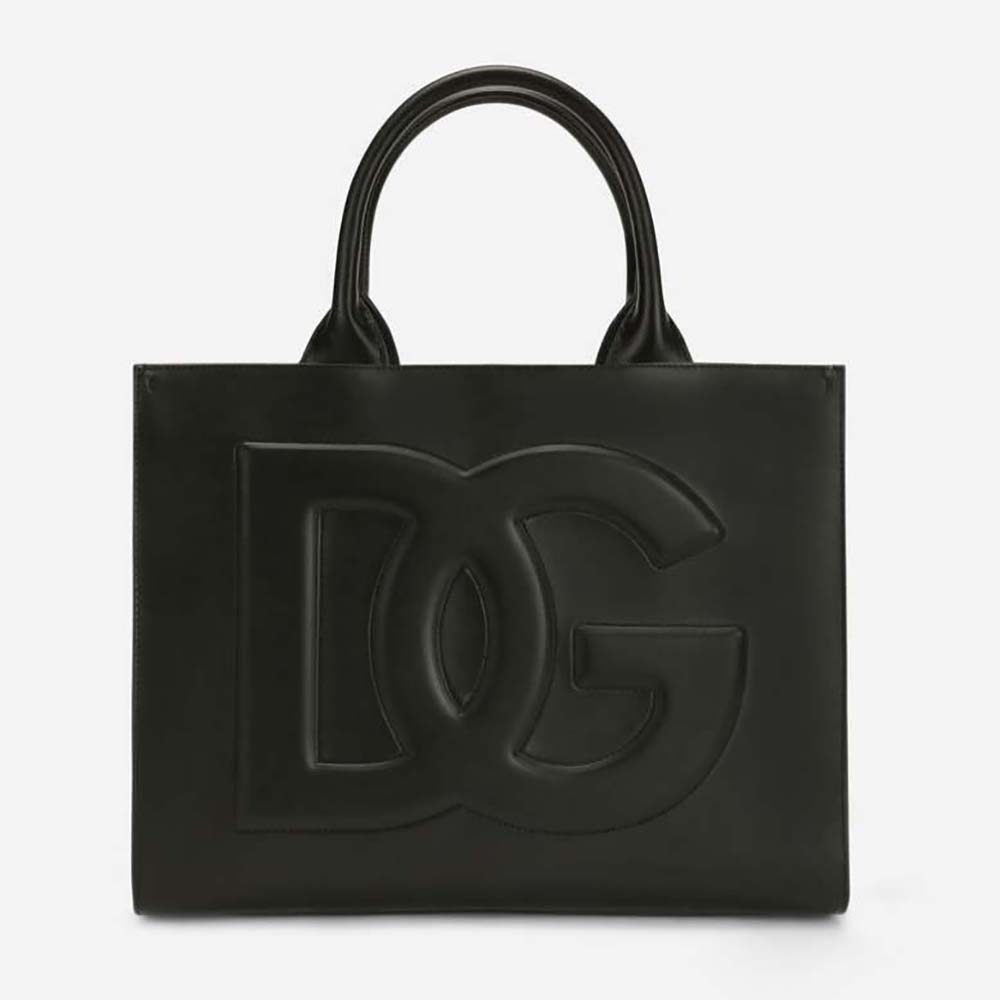 Front view of Dolce Gabbana D&G Women Small Calfskin DG Daily Shopper-Black