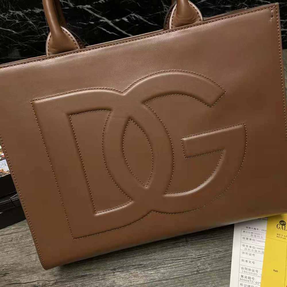 Dolce Gabbana D&G Women Small Calfskin DG Daily Shopper-Brown - image 7