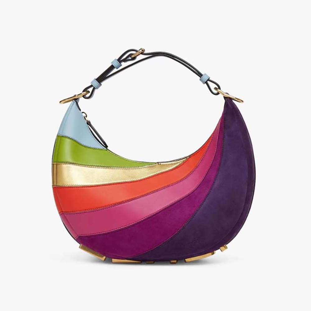 Front view of Fendi Women Fendigraphy Small Leather Bag purple leather