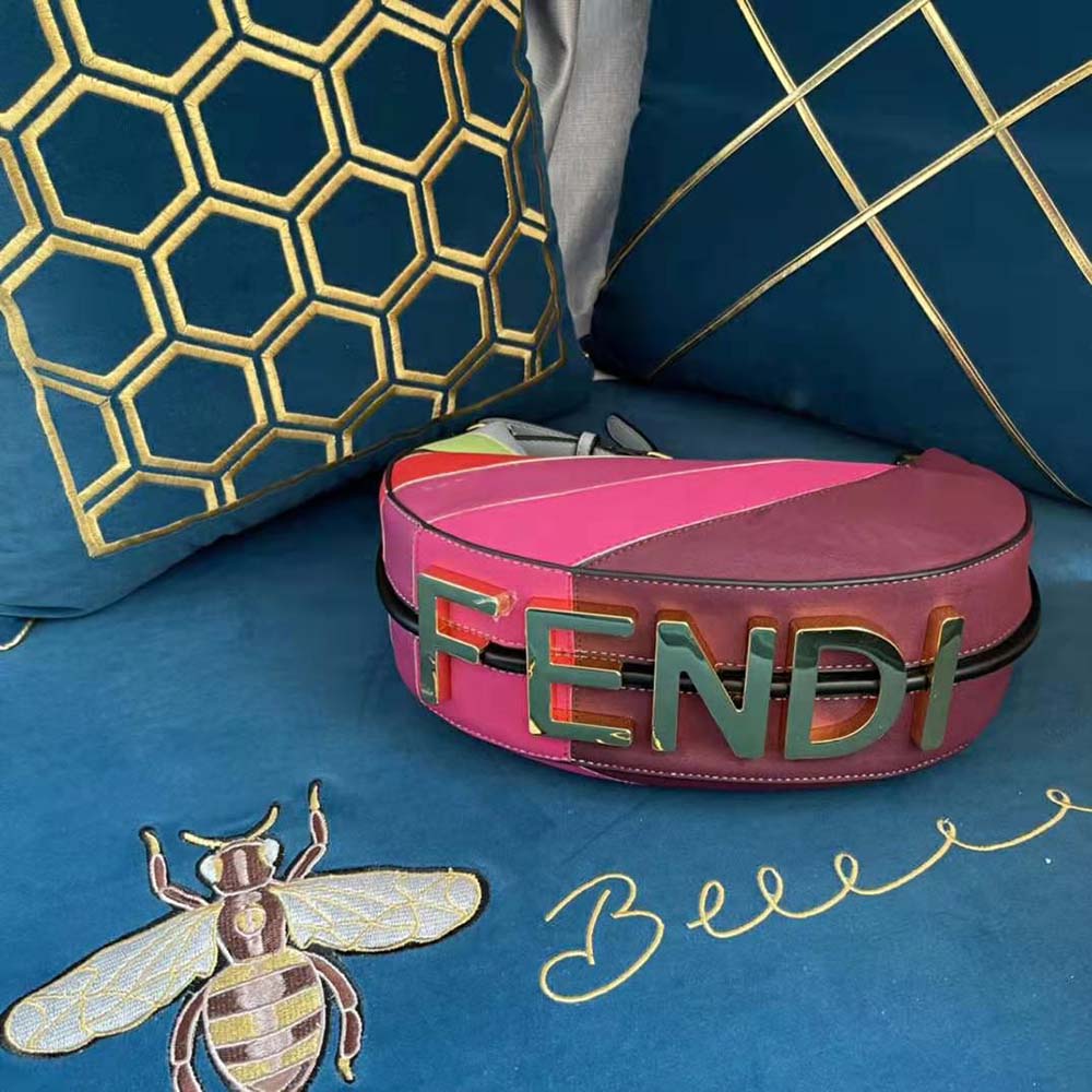 Fendi Women Fendigraphy Small Leather Bag with Multicolor Inlay - image 7