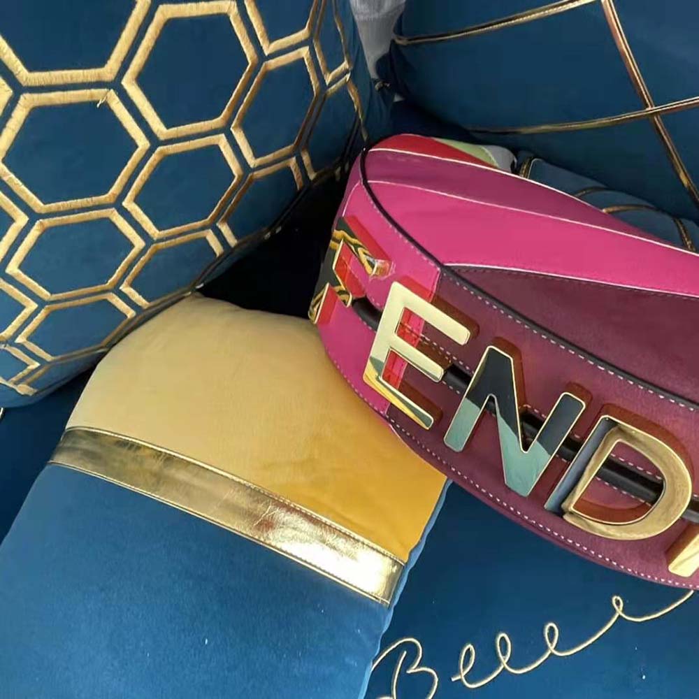 Fendi Women Fendigraphy Small Leather Bag with Multicolor Inlay - image 8