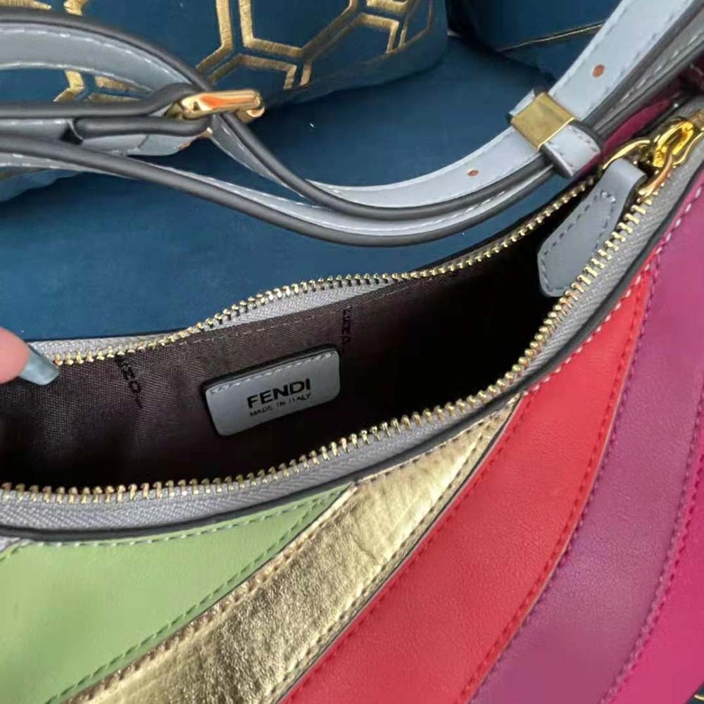 Fendi Women Fendigraphy Small Leather Bag with Multicolor Inlay - image 10