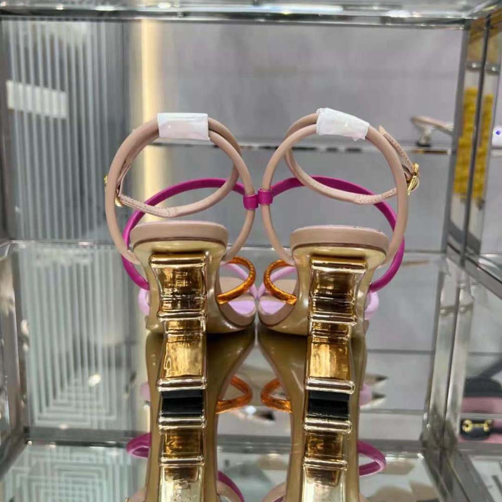 Fendi Women First Pink Nappa Leather High-Heeled Sandals - image 4