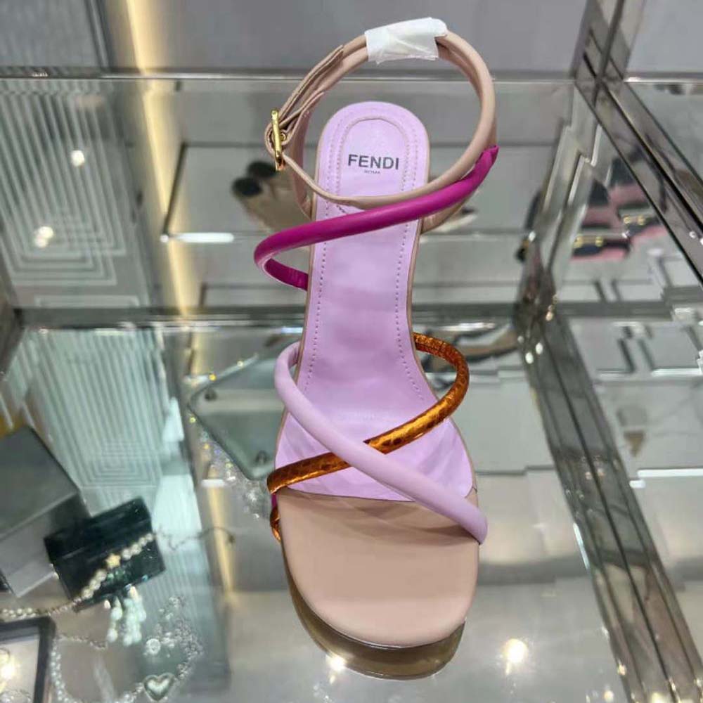 Fendi Women First Pink Nappa Leather High-Heeled Sandals - image 9