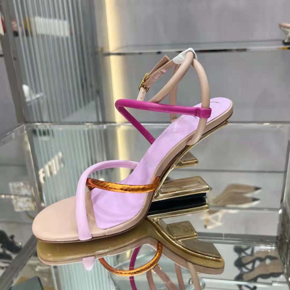 Fendi Women First Pink Nappa Leather High-Heeled Sandals - image 6