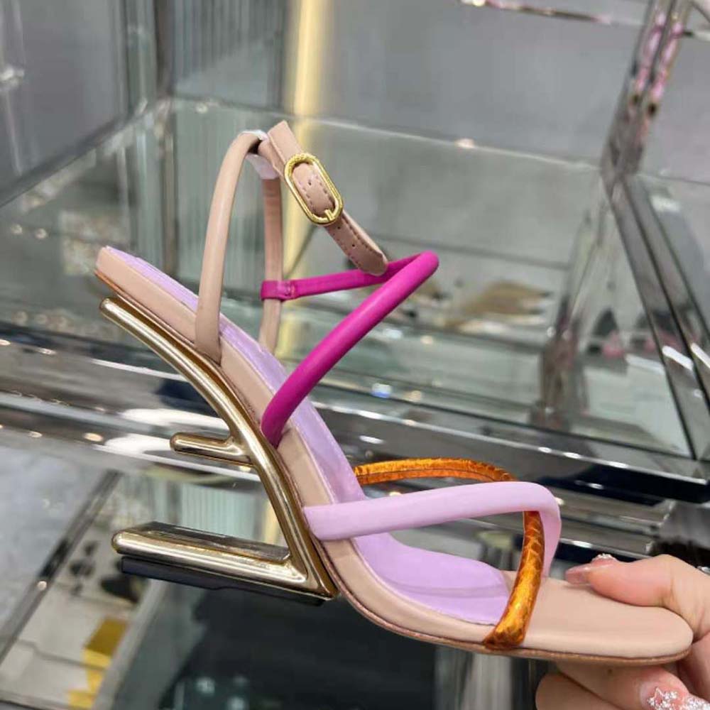 Fendi Women First Pink Nappa Leather High-Heeled Sandals - image 7