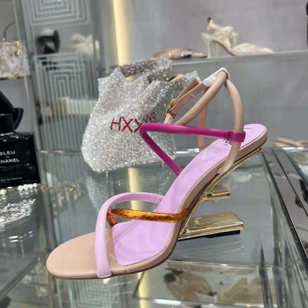 Fendi Women First Pink Nappa Leather High-Heeled Sandals - image 8