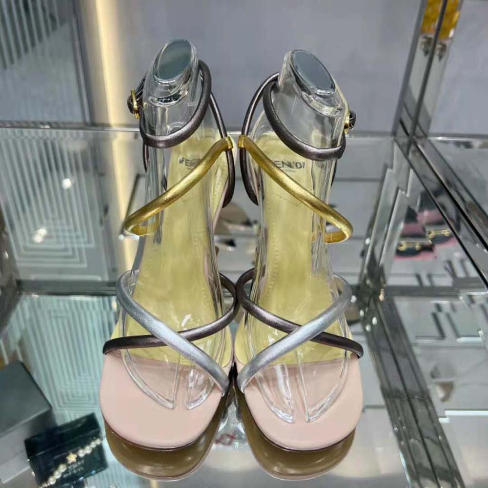 Rear view showing heel height on Fendi Women First sandals