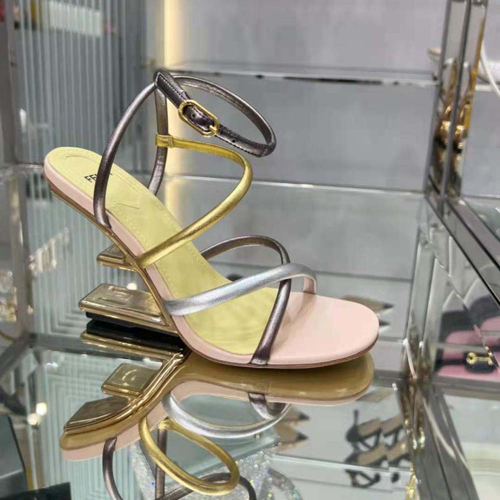 Fendi Women First Silver Nappa Leather High-Heeled Sandals - image 5