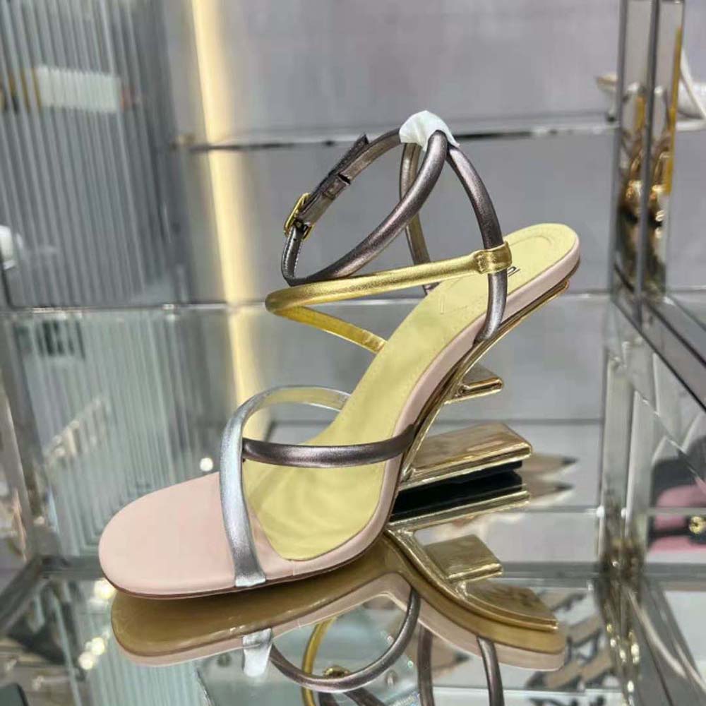 Fendi Women First Silver Nappa Leather High-Heeled Sandals - image 7
