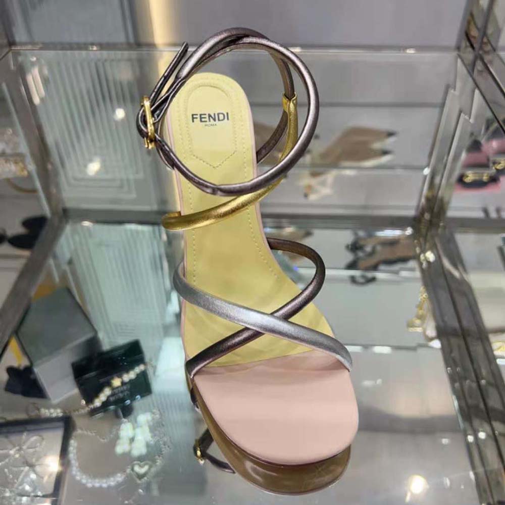Fendi Women First Silver Nappa Leather High-Heeled Sandals - image 9