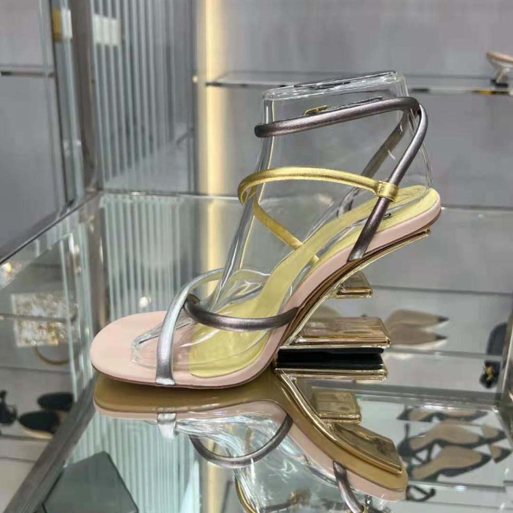 Fendi Women First Silver Nappa Leather High-Heeled Sandals - image 8