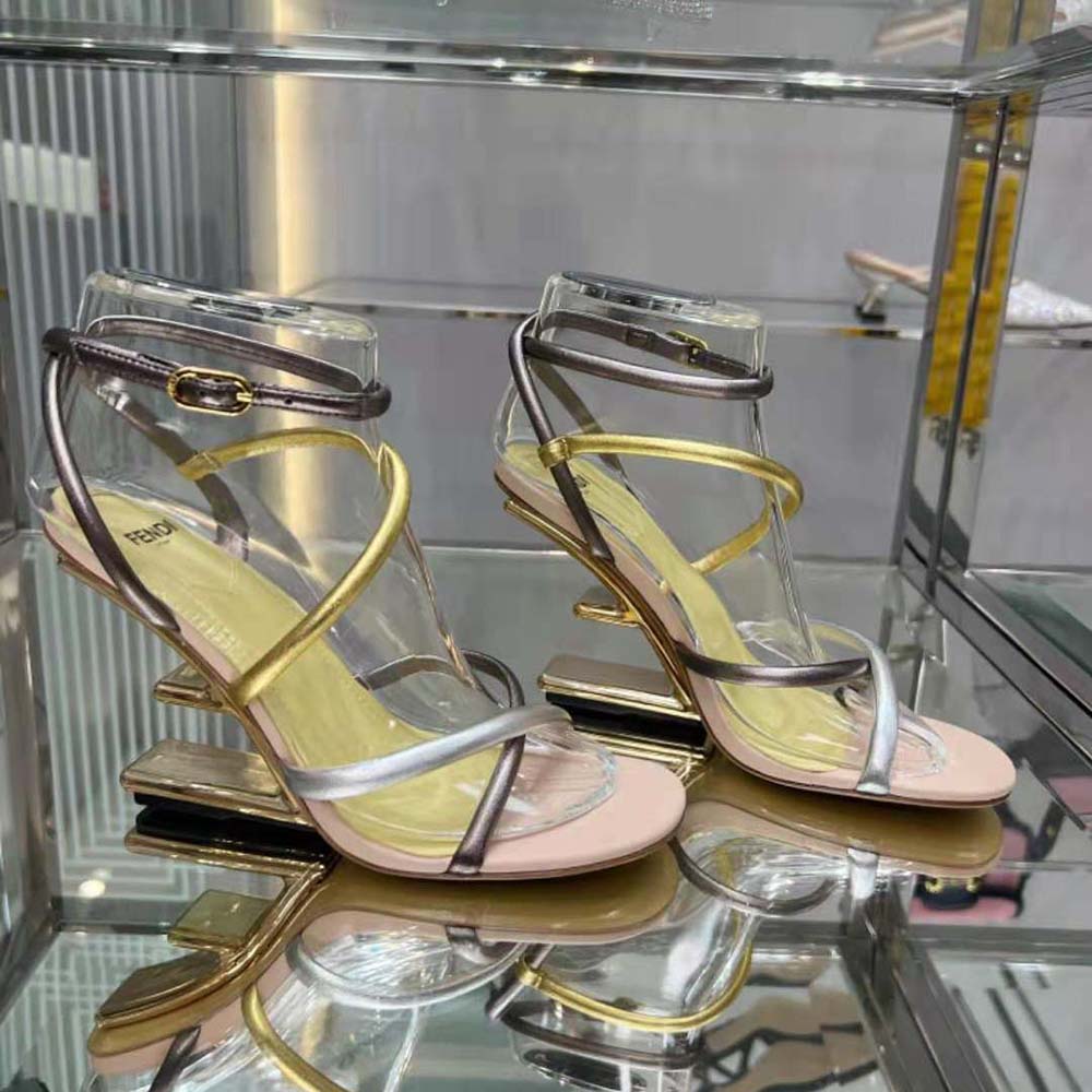 Fendi Women First Silver Nappa Leather High-Heeled Sandals - image 4