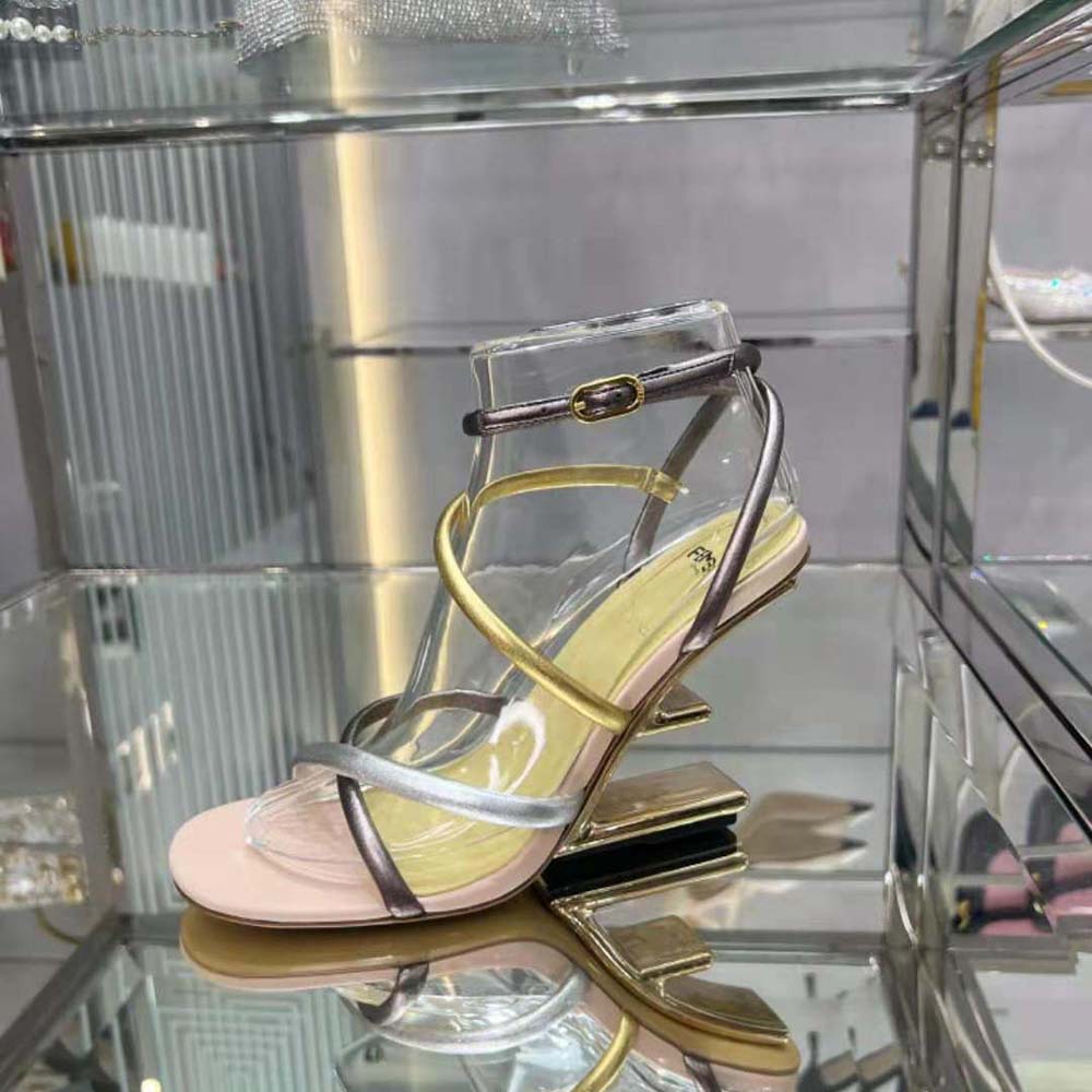 Fendi Women First Silver Nappa Leather High-Heeled Sandals - image 6