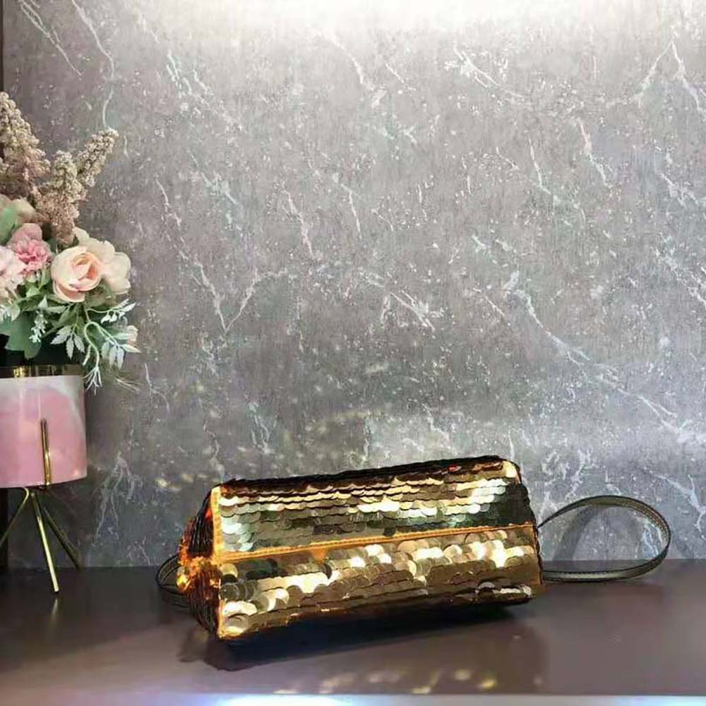 Fendi Women First Small Gold-colored Leather and Sequinned Bag - image 6