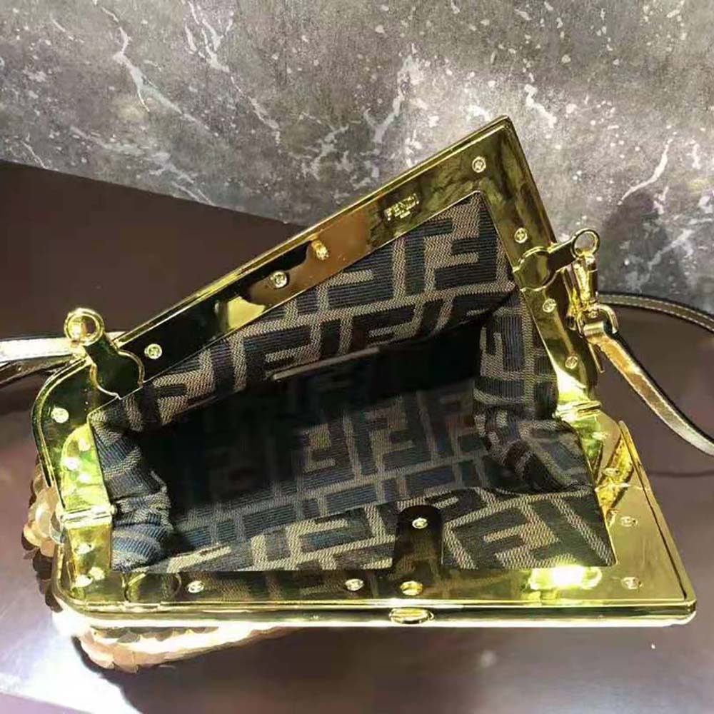 Fendi Women First Small Gold-colored Leather and Sequinned Bag - image 8