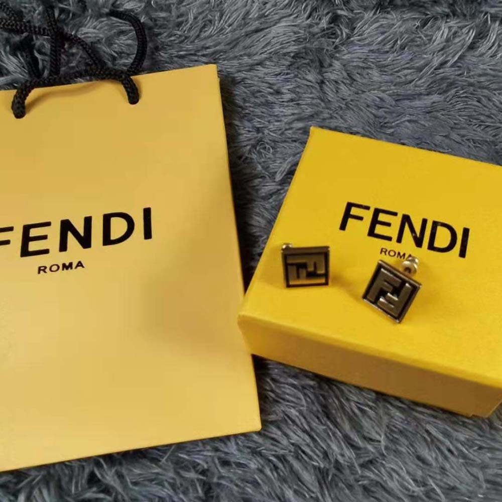 Side profile showing medium drop silhouette of Fendi Women Forever Fendi Earrings