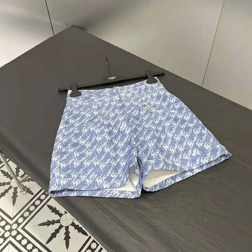Fendi Women Light Blue Chambray Shorts - image 6