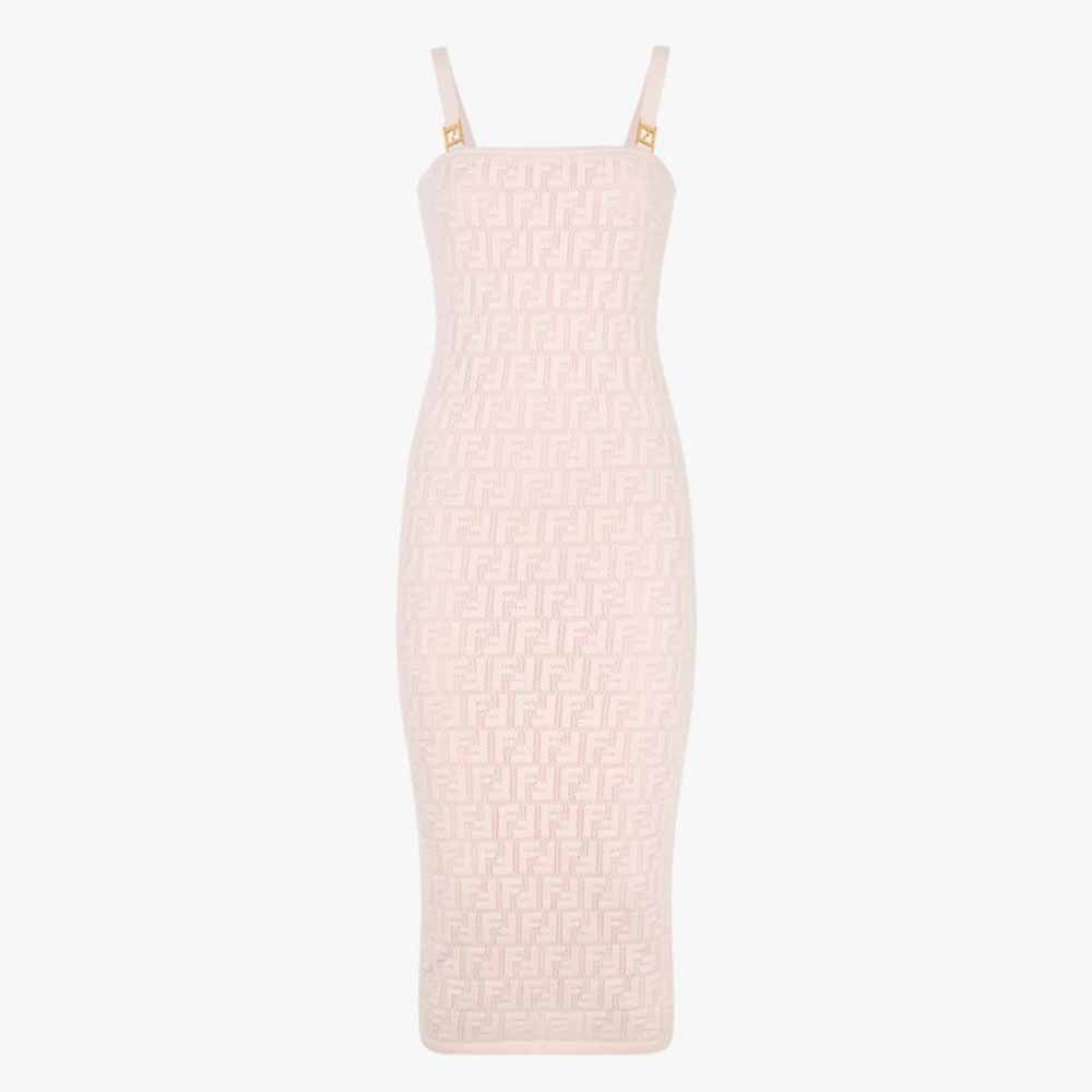 Front view of Fendi Women Pink Viscose Dress with fitted silhouette
