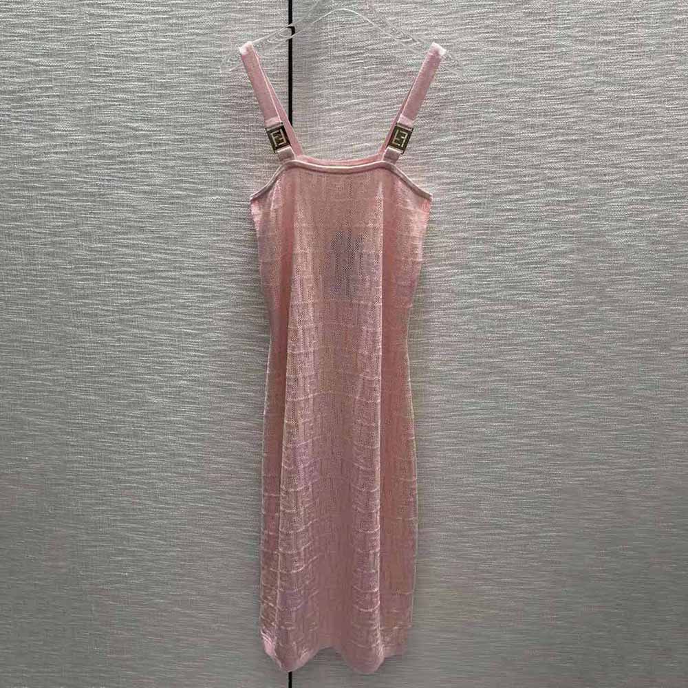 Close-up of Fendi Women Pink Viscose Dress pink viscose yarn texture