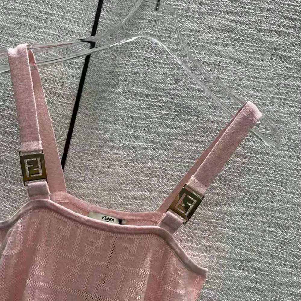 Fendi Women Pink Viscose Dress with Made of Pink Viscose Yarn - image 9