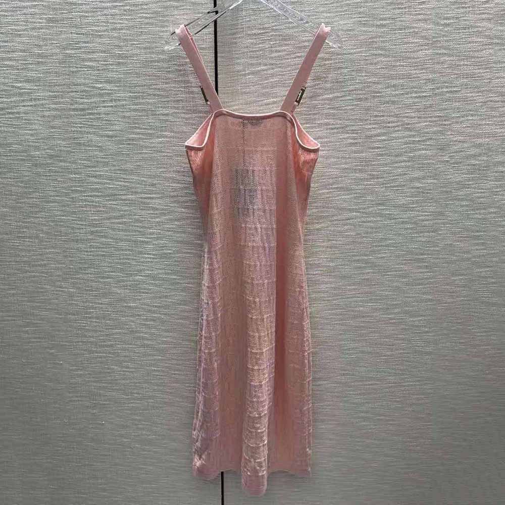 Back detail of Fendi Women Pink Viscose Dress with subtle logo