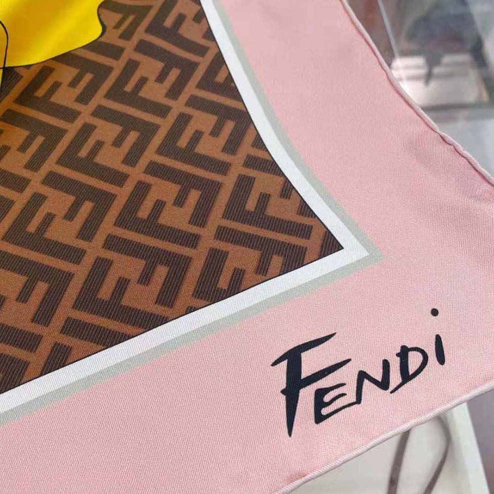 Fendi Women Show Foulard Multicolor Silk Foulard-Yellow - image 8
