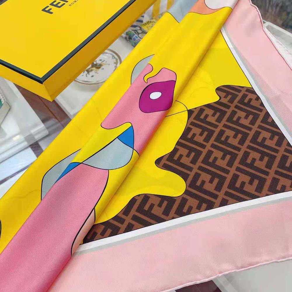 Fendi Women Show Foulard Multicolor Silk Foulard-Yellow - image 5