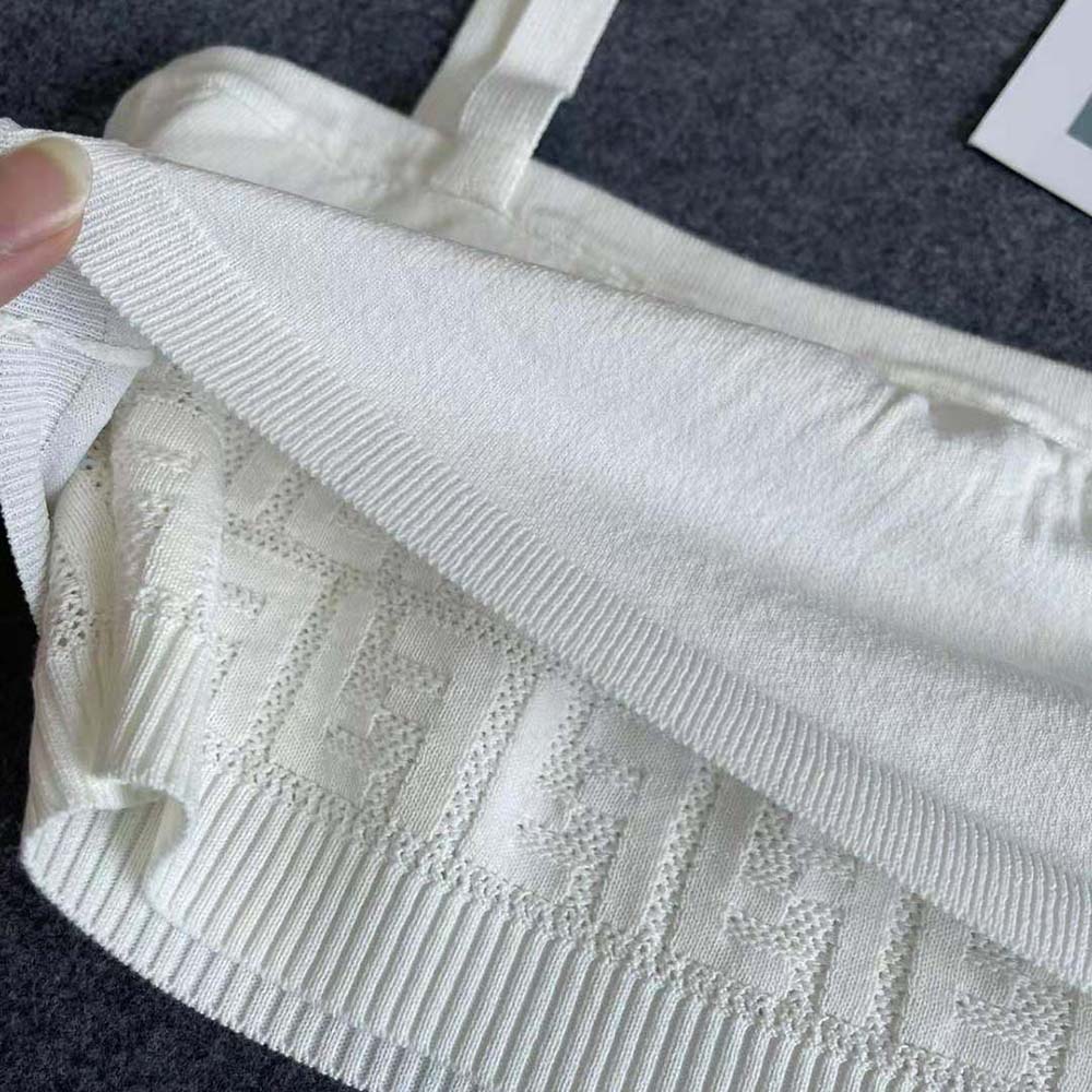 Fendi Women White Viscose Suit with Thin Shoulder Straps and High-Waisted Pencil Skirt - image 9