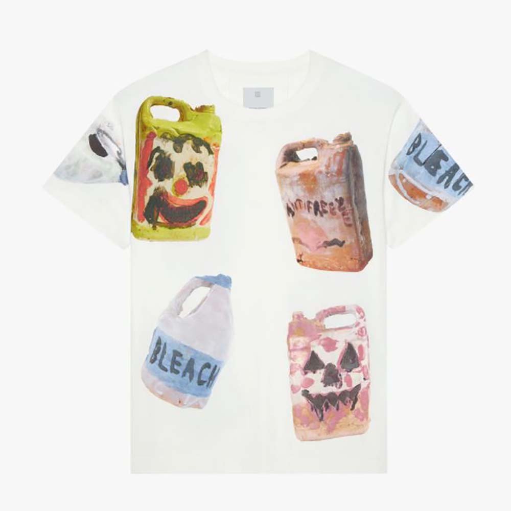 Front view of Givenchy Women Oversized T-shirt in Jersey with Ceramics Prints